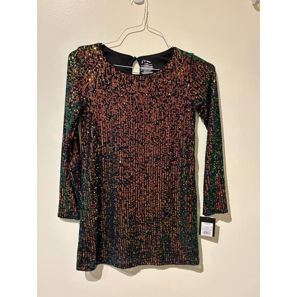 NWT Art Class Multicolor Long Sleeve Sequin A-Line Dress - Girls L (10/12) - Picture 1 of 4